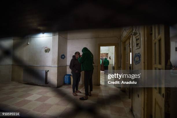 An inside view of psychiatric hospital, damaged in an artillery shooting by PYD/PKK terror groups in Afrin a week ago, in Azez region of Aleppo,...