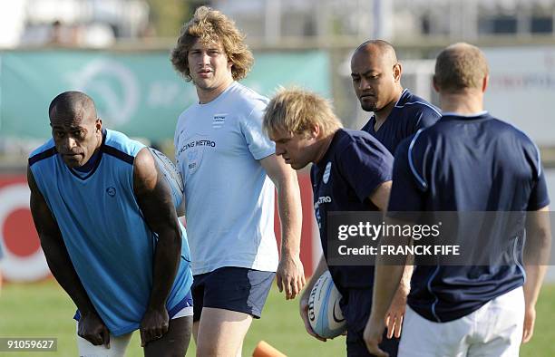 Francois Steyn of South-Africa attends a training session with teammates of his new team, French Top 14 rugby union club Racing-Metro, on September...