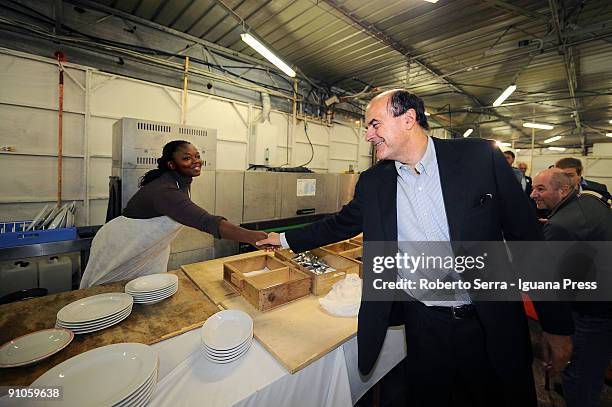 Pierluigi Bersani attends the Festa dell'Unità here with the volounteers of PD on September 20, 2009 in Bologna, Italy.