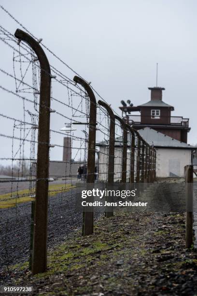 Fencing surrounds Buchenwald concentration camp on January 26, 2018 near Weimar, Germany. International Holocaust Remembrance Day will commence...