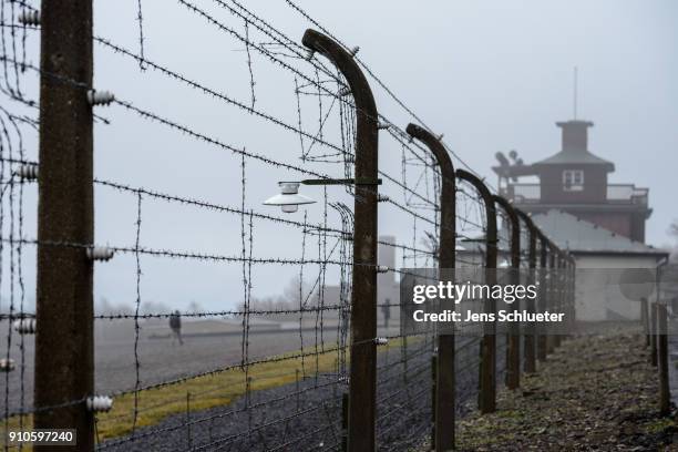 Fencing surrounds Buchenwald concentration camp on January 26, 2018 near Weimar, Germany. International Holocaust Remembrance Day will commence...