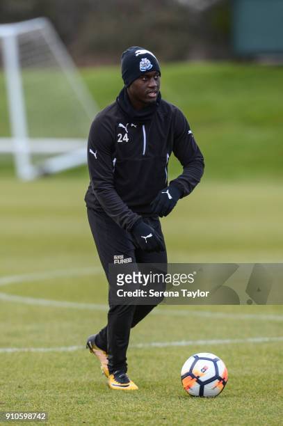 Henri Saivet controls the ball during the Newcastle United Training session at The Newcastle United Training Centre on January 26 in Newcastle,...
