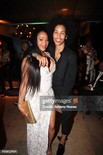 Mimi Faust and Tamera Young attend the Pre-Grammy Affair With Mimi Faust And Sandy Lal on January 25, 2018 in New York City.