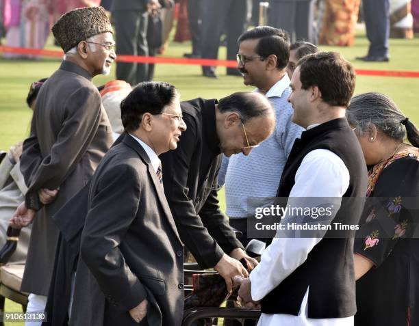 Union Finance Minister and Minister of Corporate Affairs Arun Jaitley with Chief justice Supreme Court of India Dipak Misra, Congress President Rahul...