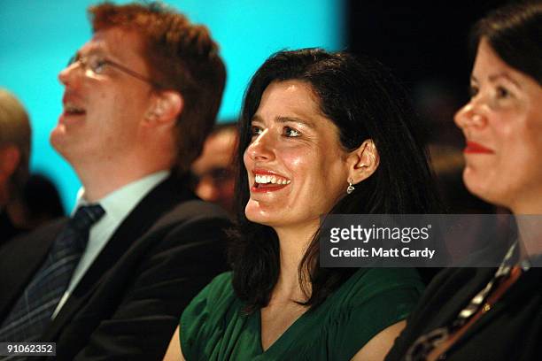 Nick Clegg's wife Miriam watches as he makes his leadership speech at the Bournemouth International Centre on September 23, 2009 in Bournemouth,...