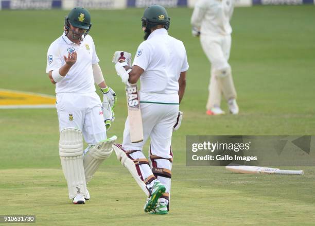 Dean Elgar of the Proteas is hit on the hand during day 3 of the 3rd Sunfoil Test match between South Africa and India at Bidvest Wanderers Stadium...