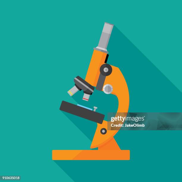 microscope icon flat - microscope illustration stock illustrations