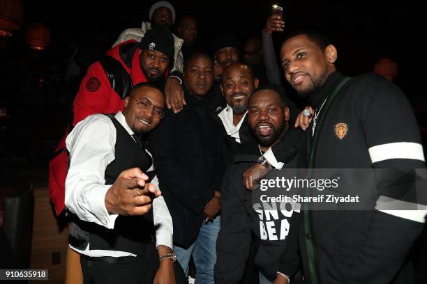 Fabolous, Nas, Steve Stoute, Raekwon, Jadakiss and Ghostface Killah attend Alicia Keys Birthday Celebration at TAO on January 25, 2018 in New York...