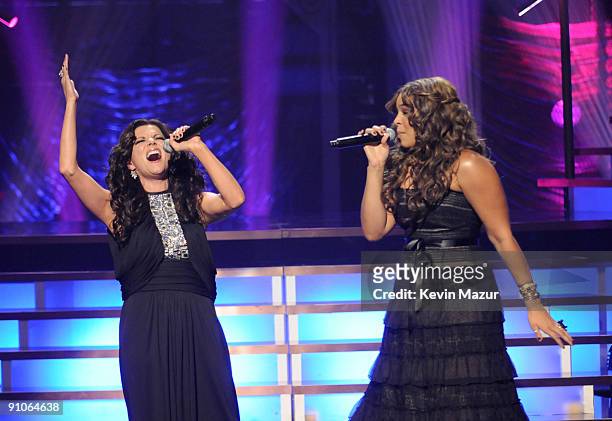 Martina McBride and Jordin Sparks on stage at Brooklyn Academy of Music on September 17, 2009 in New York, New York.