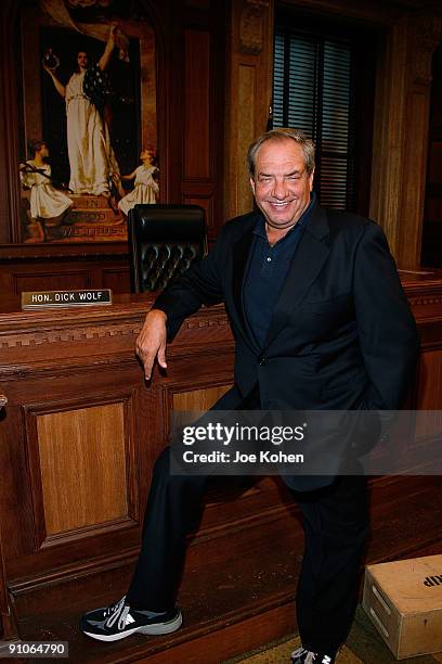 Creator Dick Wolf attends the "Law & Order" 20th Season kickoff celebration at the Law & Order Studio at Chelsea Piers on September 23, 2009 in New...