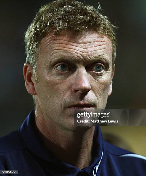 Everton manager David Moyes looks on during the Carling Cup Third Round match between Hull City and Everton at the KC Stadium on September 23, 2009...