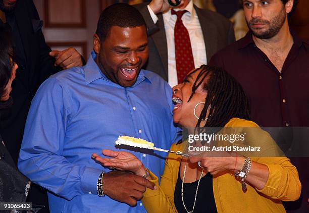 Actors Anthony Anderson, S. Epatha Merkerson and Jeremy Sisto attend the "Law & Order" 20th Season kickoff celebration at the Law & Order Studio At...