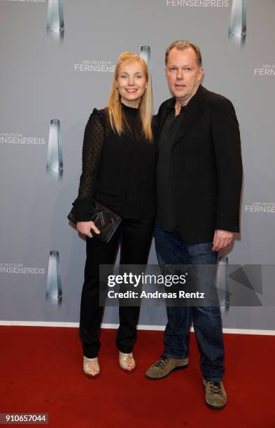 Nadja Uhl and guest attend the German Television Award at Palladium on January 26, 2018 in Cologne, Germany.