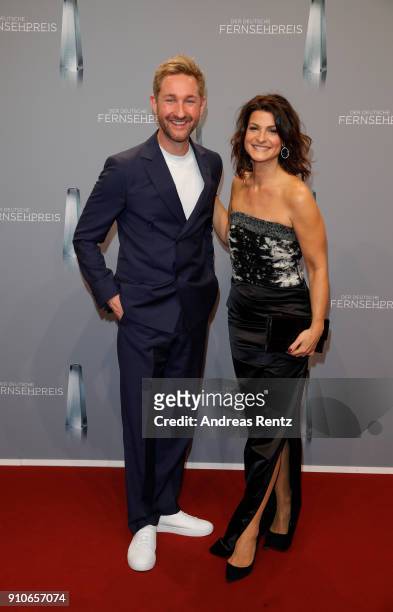 Daniel Boschmann and Marlene Lufen attend the German Television Award at Palladium on January 26, 2018 in Cologne, Germany.