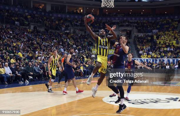 Brad Wanamaker, #11 of Fenerbahce Dogus in action with Victor Claver, #30 of FC Barcelona Lassa during the 2017/2018 Turkish Airlines EuroLeague...