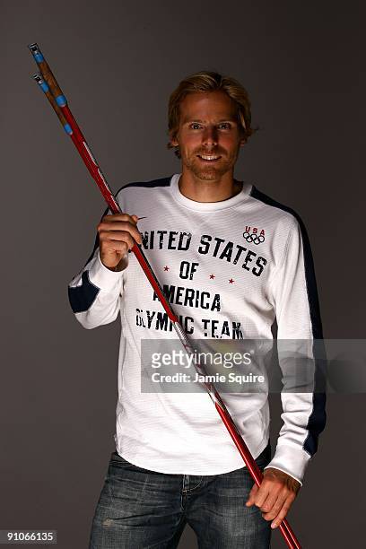 Cross country skier Andy Newell poses for a portrait during Day Three of the 2010 U.S. Olympic Team Media Summit at the Palmer House Hilton on...
