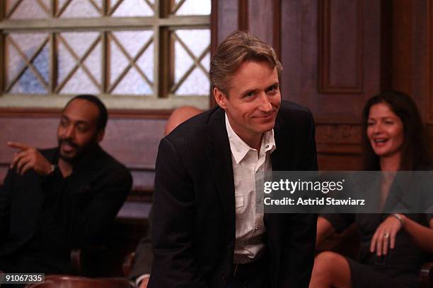 Actors Jesse L. Martin, Linus Roache and Jill Hennessy attend the "Law & Order" 20th Season kickoff celebration at the Law & Order Studio At Chelsea...