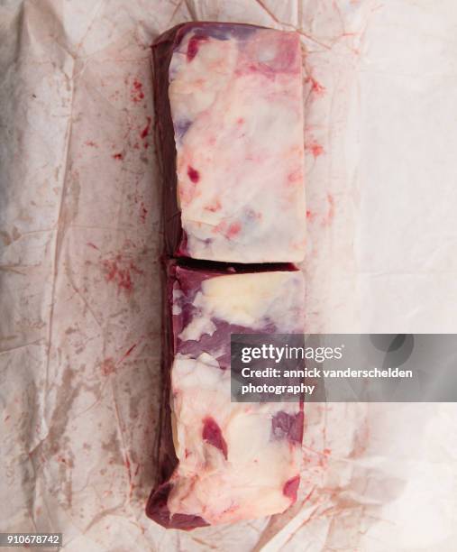 beef chuck on package material. - schmorbraten stock-fotos und bilder