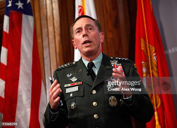 Commander of the U.S. Central Command Gen. David Petraeus addresses the "Counterinsurgency Leadership in Afghanistan, Iraq and Beyond" symposium at...