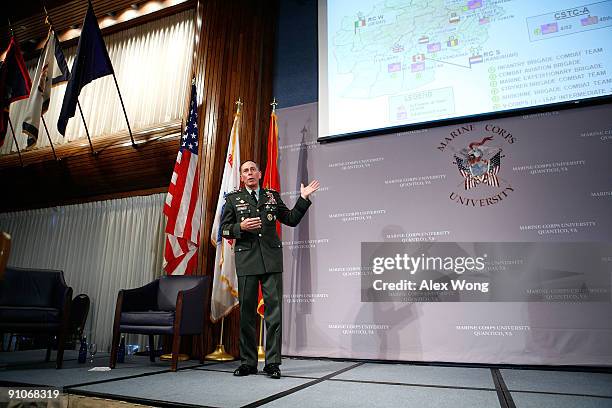 Commander of the U.S. Central Command Gen. David Petraeus addresses the "Counterinsurgency Leadership in Afghanistan, Iraq and Beyond" symposium at...