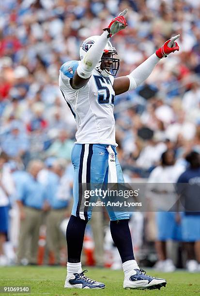 Keith Bulluck of the Tennessee Titans is pictured during the NFL game against the Houston Texans at LP Field on September 20, 2009 in Nashville,...