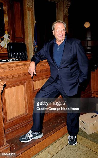 Producer Dick Wolf attends the ''Law & Order'' 20th Season kickoff celebration at the Law & Order Studio At Chelsea Piers on September 23, 2009 in...