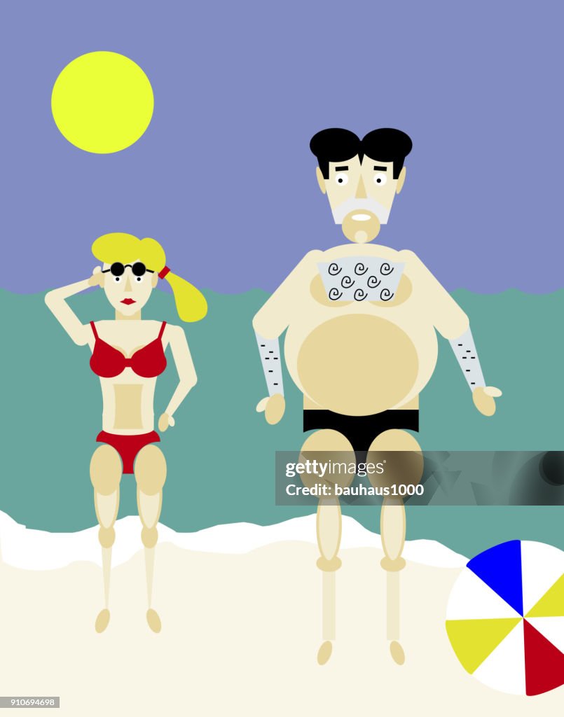Jersey Man Gets Checked Out by a Sexy Blonde in a Red Bikini