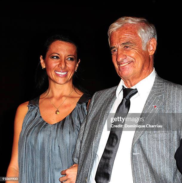 French Actor Jean Paul Belmondo and his girl friend Barbara Gandolfi attend "Pierrot Le Fou" Evening in La Cinematheque Francaise at Cinematheque...