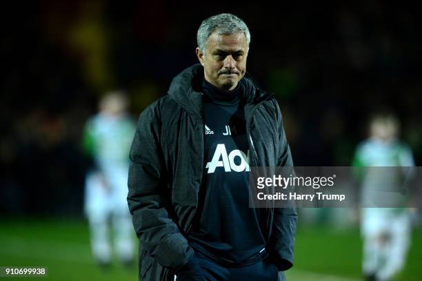 Jose Mourinho, Manager of Manchester United ahead of The Emirates FA Cup Fourth Round match between Yeovil Town and Manchester United at Huish Park...