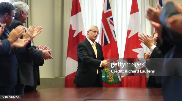 January 26 MPP Vic Fedeli was named new interim leader and is seen greeting members of his caucus. The Ontario PC caucus met Friday morning at...