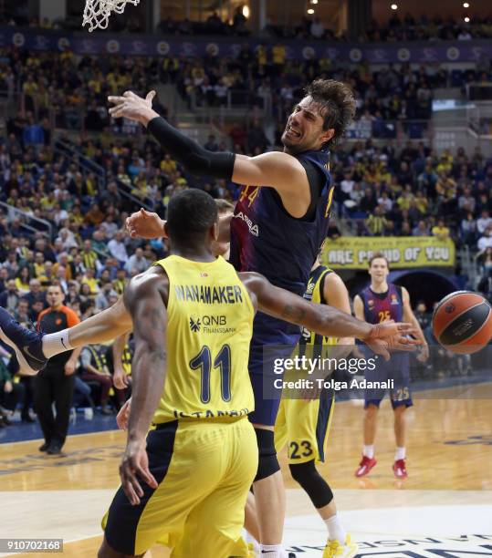 Ante Tomic, #44 of FC Barcelona Lassa in action during the 2017/2018 Turkish Airlines EuroLeague Regular Season Round 20 game between Fenerbahce...