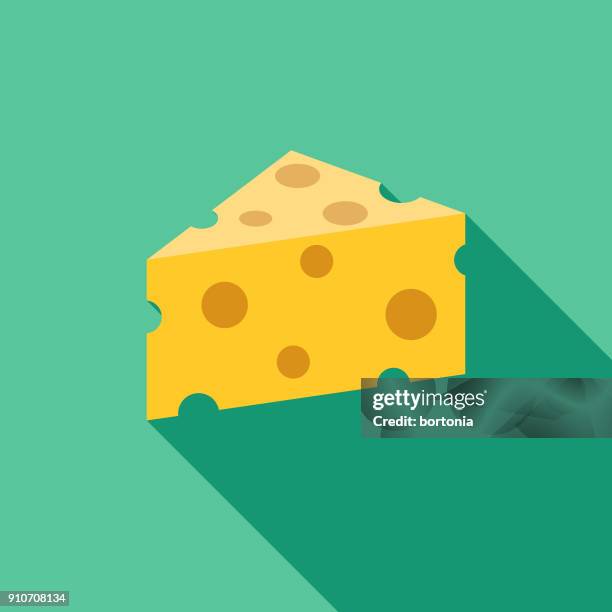 käse flache design bbq-ikone mit seite schatten - cheese icon stock-grafiken, -clipart, -cartoons und -symbole