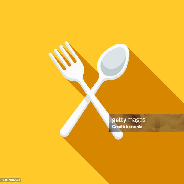 cutlery flat design bbq icon with side shadow - fork stock illustrations