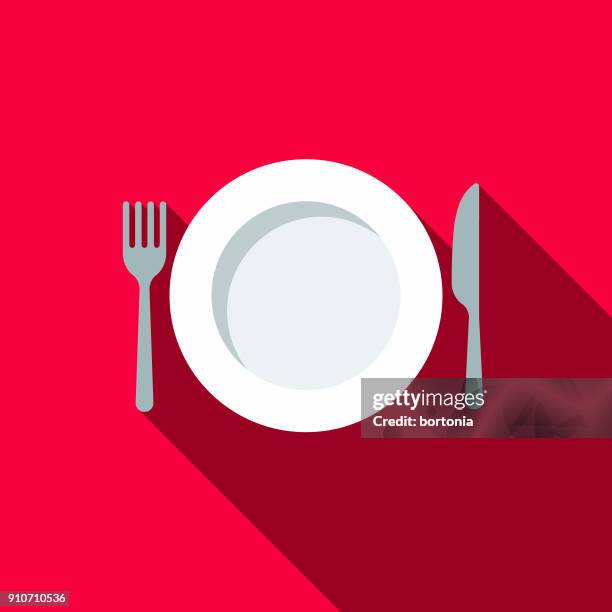 place setting flat design bbq icon with side shadow - place setting stock illustrations