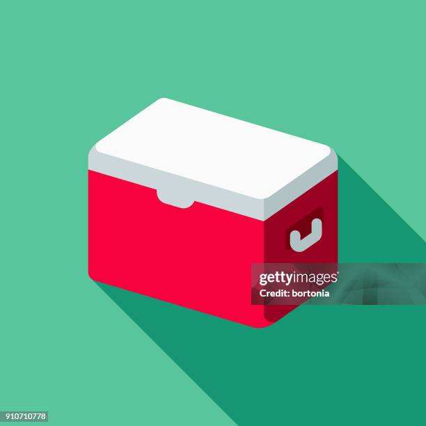 cooler flat design bbq icon with side shadow - empty fridge stock illustrations