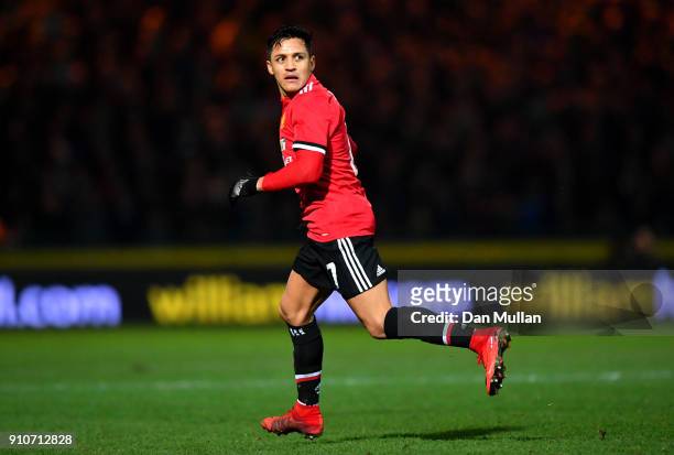 Alexis Sanchez of Manchester United during The Emirates FA Cup Fourth Round match between Yeovil Town and Manchester United at Huish Park on January...