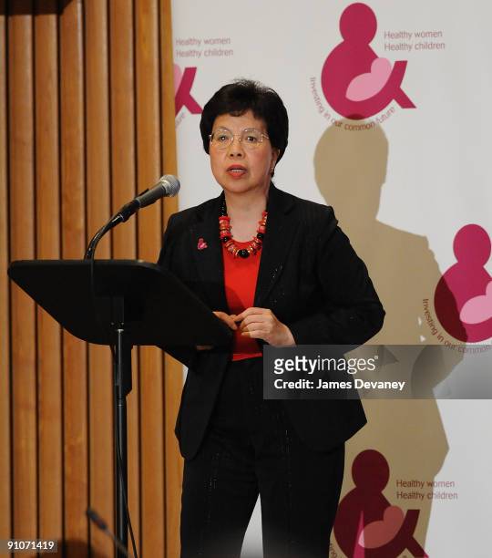 Dr. Margaret Chan attends the "Healthy Women, Healthy Children: Investing in Our Common Future" event at the UN General Assembly at the United...