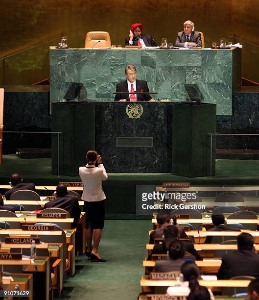 Ukraine President Victor Yushchenko prepares to address the United Nations General Assembly at the U.N. Headquarters on September 23, 2009 in New...
