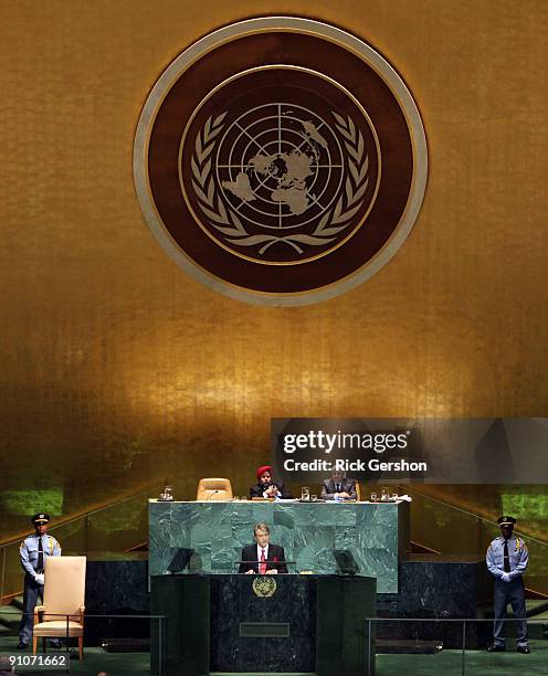 Ukraine President Victor Yushchenko prepares to address the United Nations General Assembly at the U.N. Headquarters on September 23, 2009 in New...