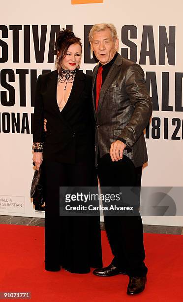 British actor Sir Ian McKellen and actress Frances Barber attend the Donosti Lifetime Achievement Award ceremony during the 57th San Sebastian...