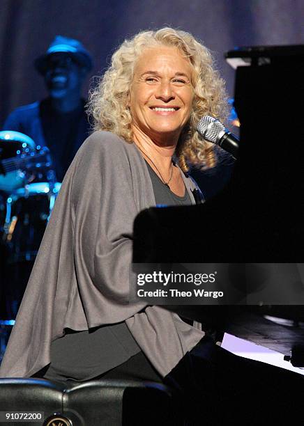 Musician Carole King performs during a National Parks celebration hosted by the National Parks Conservation Association and PBS at Central Park on...