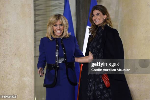 French First Lady welcomes Argentina First Lady Juliana Awada as French President Emmanuel Macron receives President of Argentina Mauricio Macri at...