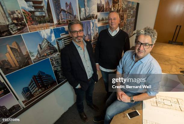Core Architects partners Deni Poletti, Charles Gane and principal Babak Eslahjou pose in the boardroom. Core Architects has played a major role in...