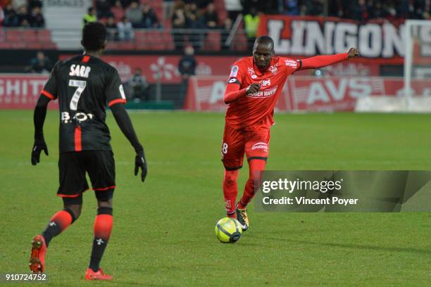 Cedric YAMBERE of DFCO during the Ligue 1 match between Dijon FCO and Rennes at Stade Gaston Gerard on January 26, 2018 in Dijon, .