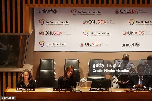 French First Lady Carla Bruni Sarkozy participates in the "Protecting Mothers and Children against HIV/AIDS" meeting during the 64th United Nations...