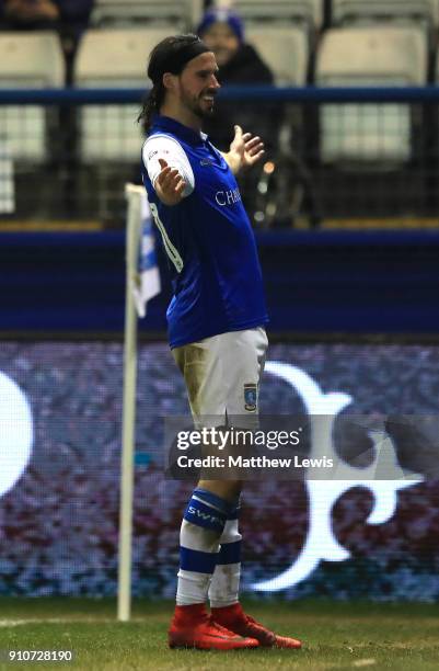 George Boyd of Sheffield Wednesday celebrates scoring the 3rd Sheffield Wednesday goal during The Emirates FA Cup Fourth Round match between...