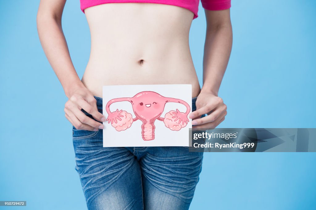 Woman with uterus health concept