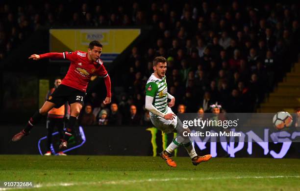 Ander Herrera of Manchester United scores the 2nd Manchester United goal during The Emirates FA Cup Fourth Round match between Yeovil Town and...