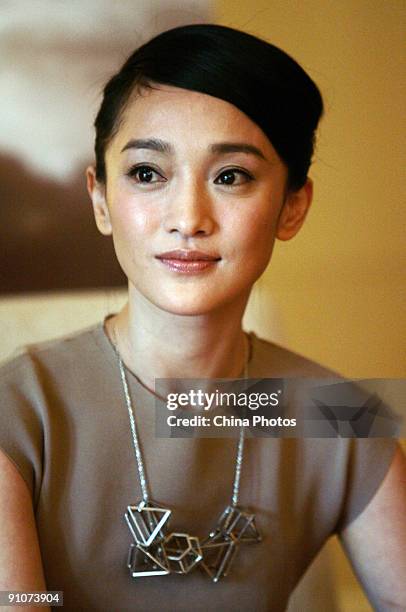 Chinese actress Zhou Xun attends a press conference ahead of the premiere of "The Message" on September 23, 2009 in Beijing, China.