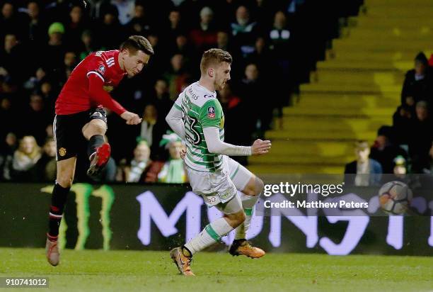 Ander Herrera of Manchester United scores their second goal during the Emirates FA Cup Fourth Round match between Yeovil Town and Manchester United...